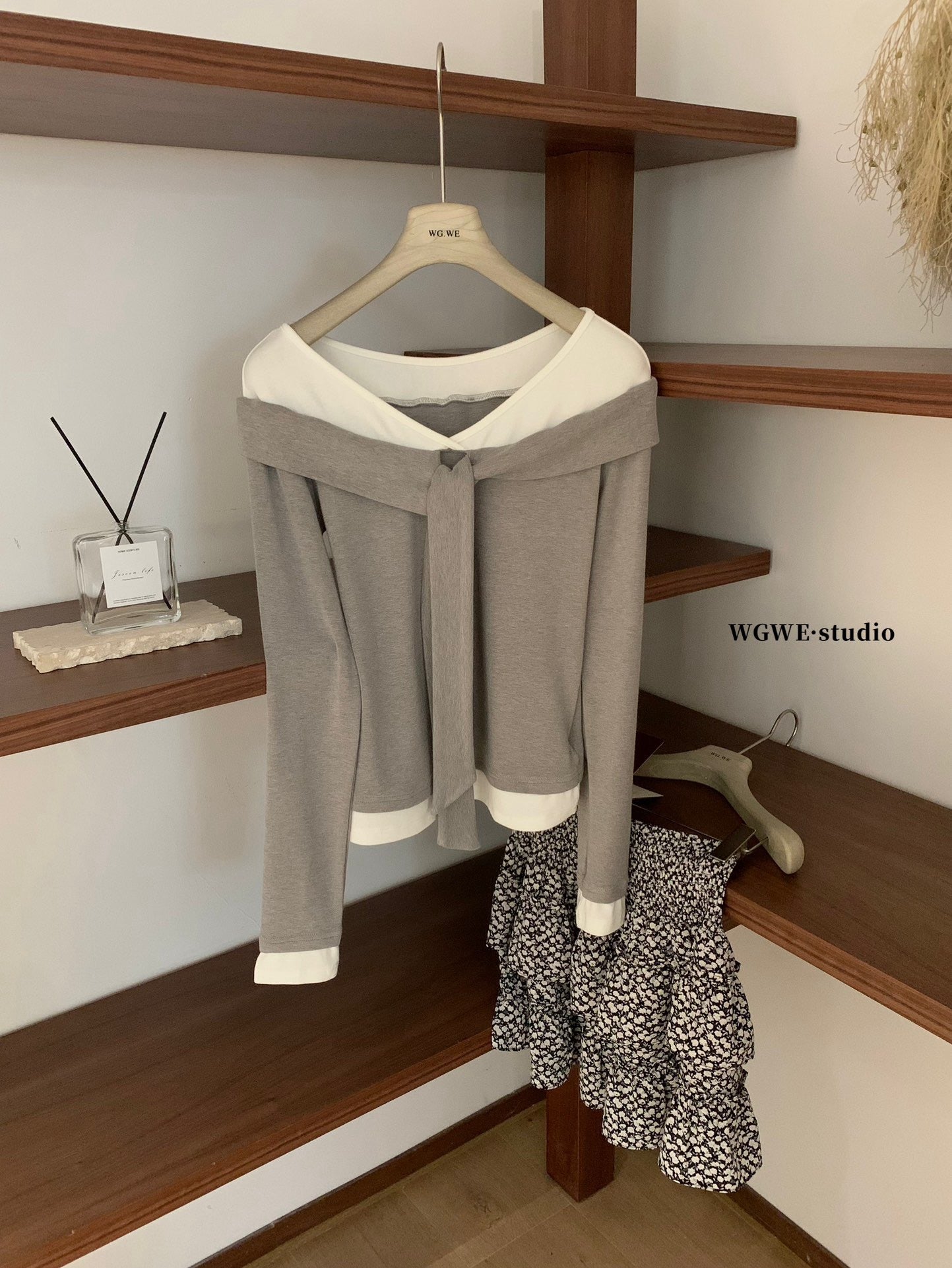 W8224#假两件上衣