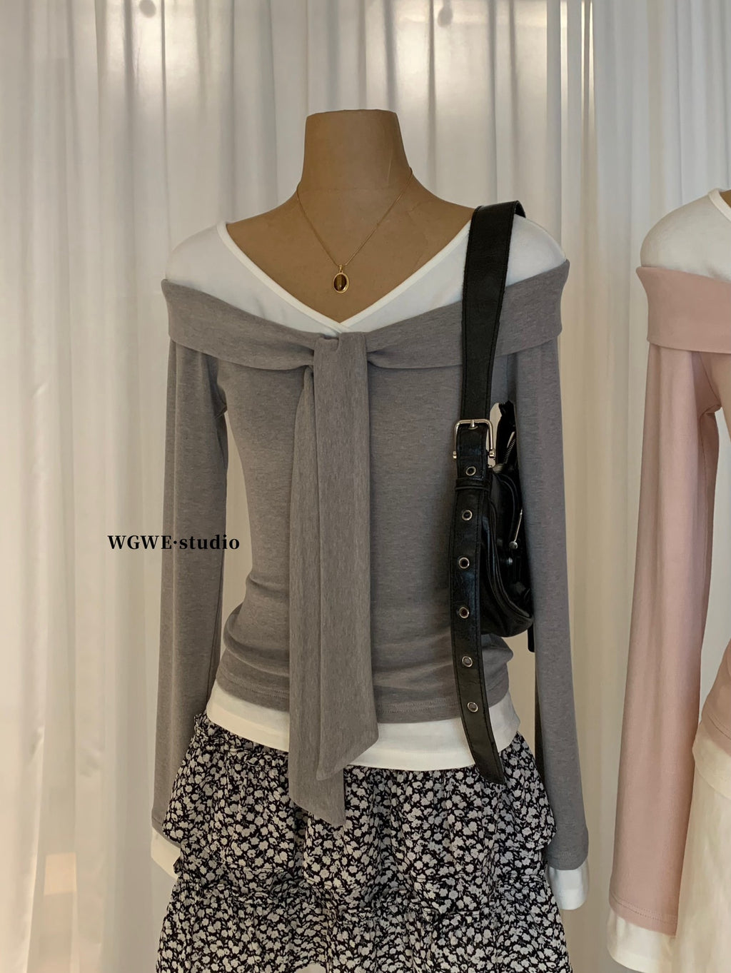 W8224#假两件上衣