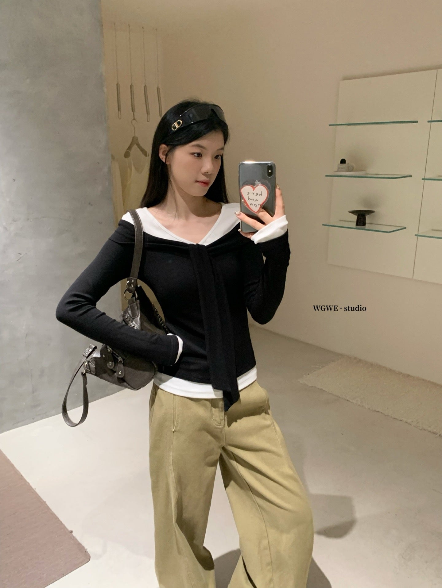 W8224#假两件上衣