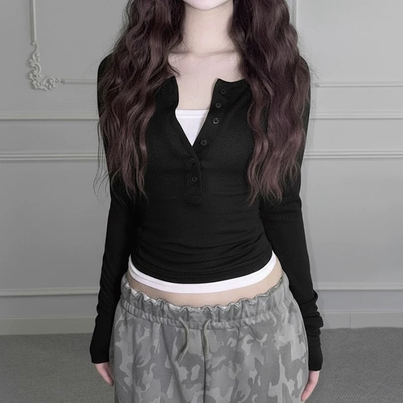 w8343#假两件上衣