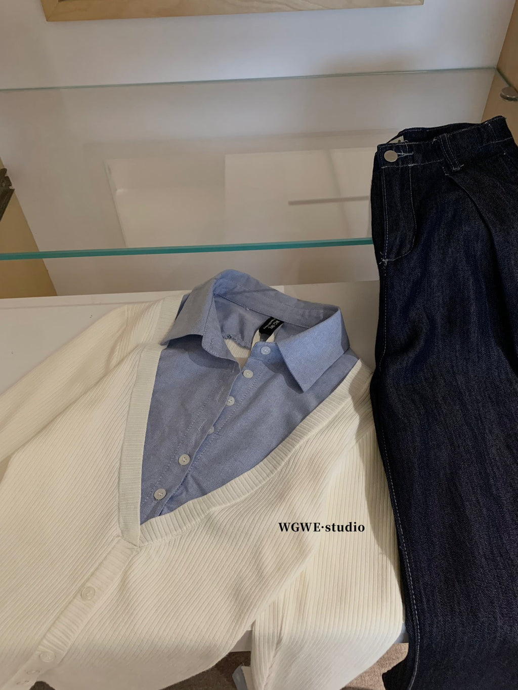 W8063#假两件上衣