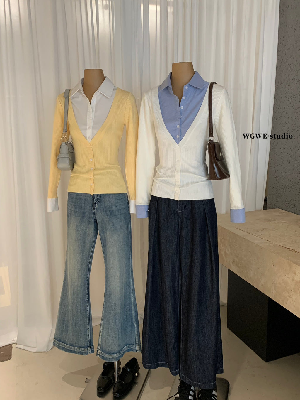 W8063#假两件上衣