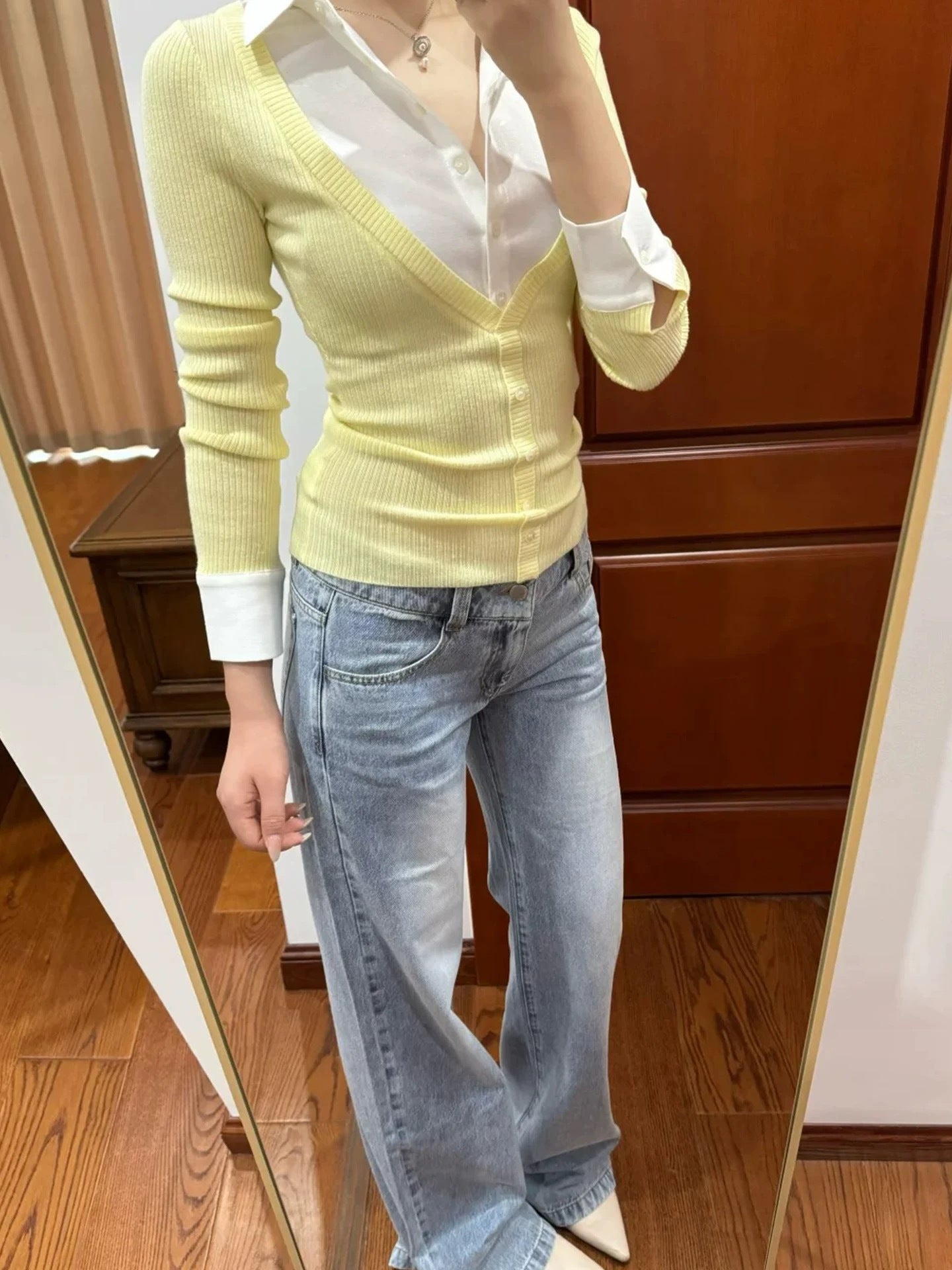 W8063#假两件上衣