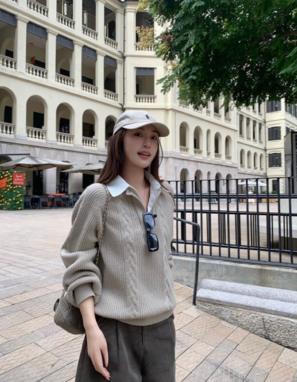 W8247#假两件针织上衣