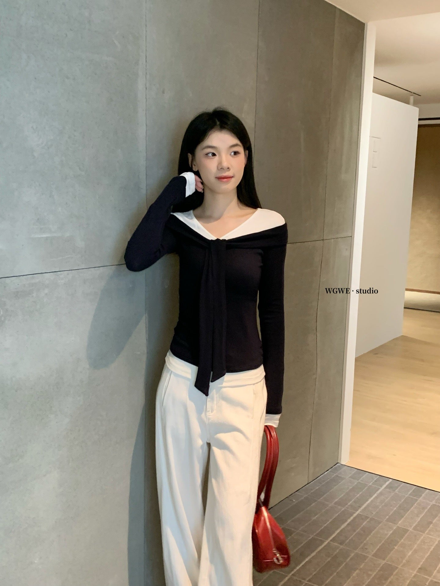 W8224#假两件上衣