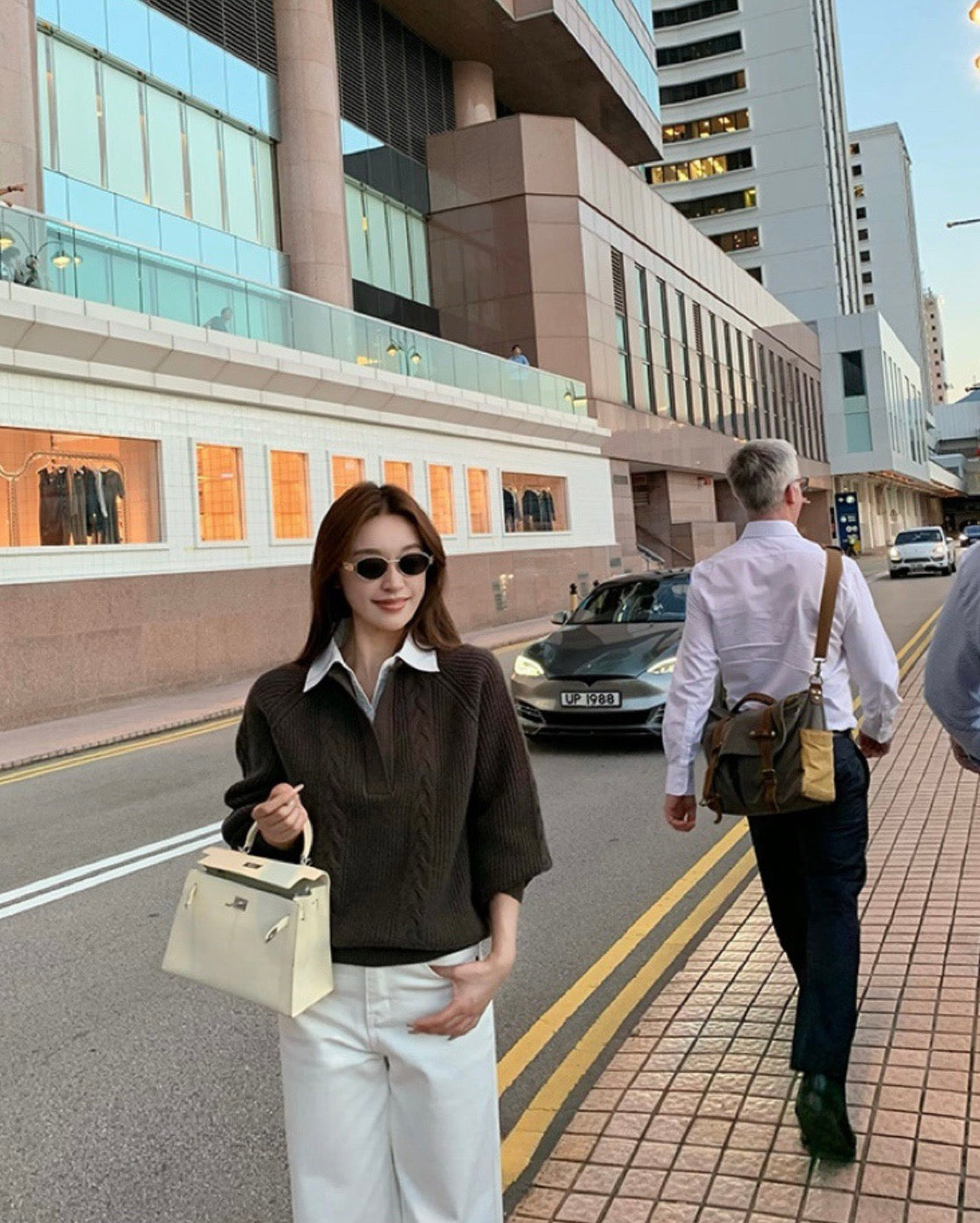 W8247#假两件针织上衣