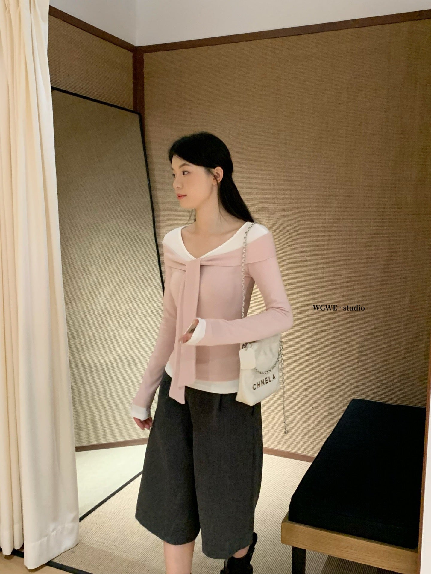 W8224#假两件上衣