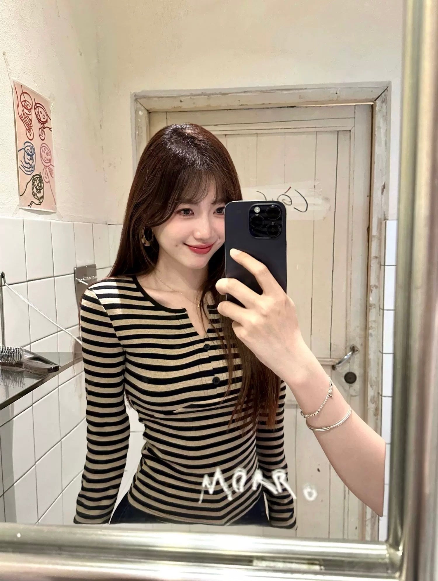 W8169#条纹长袖T恤