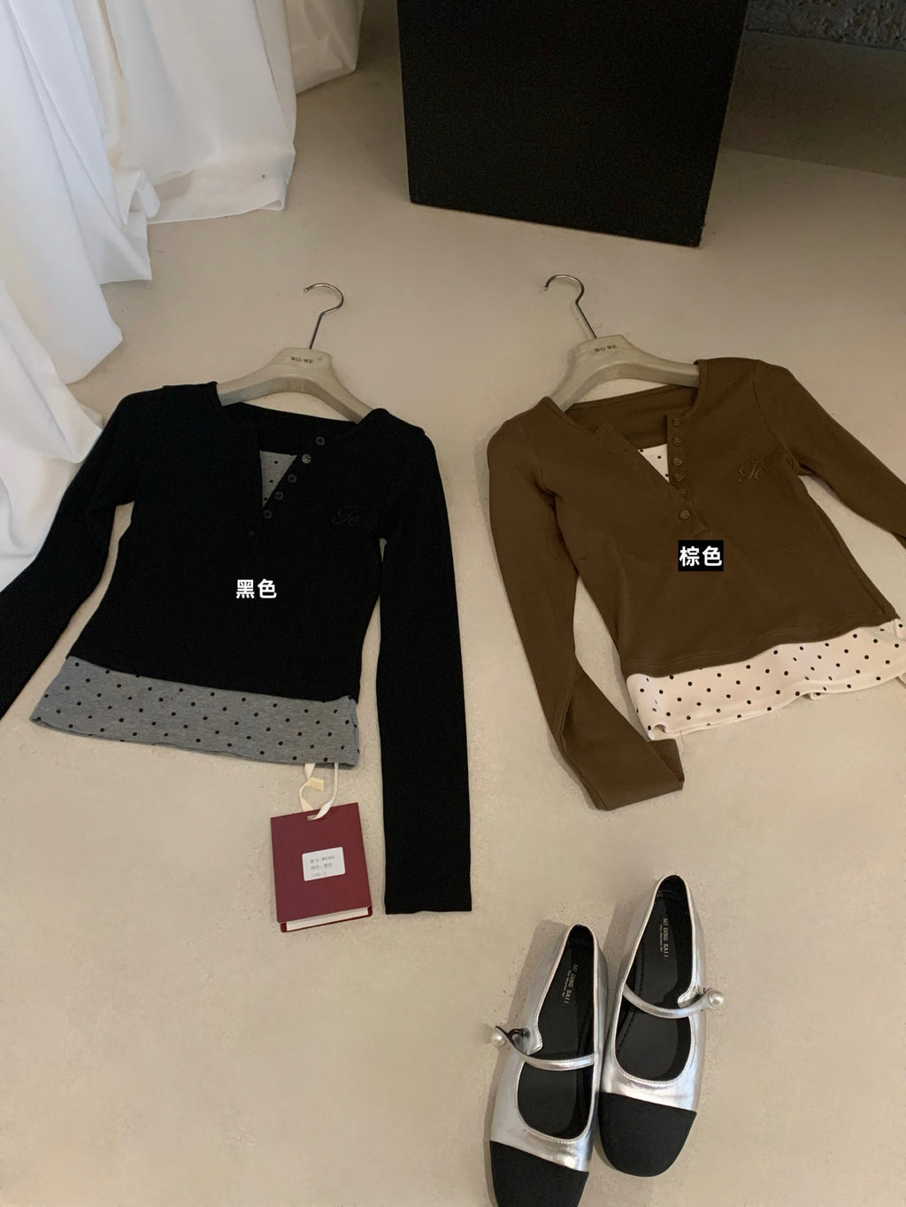 W8303#假两件上衣