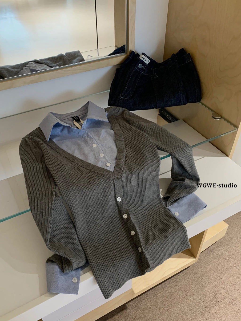 W8063#假两件上衣