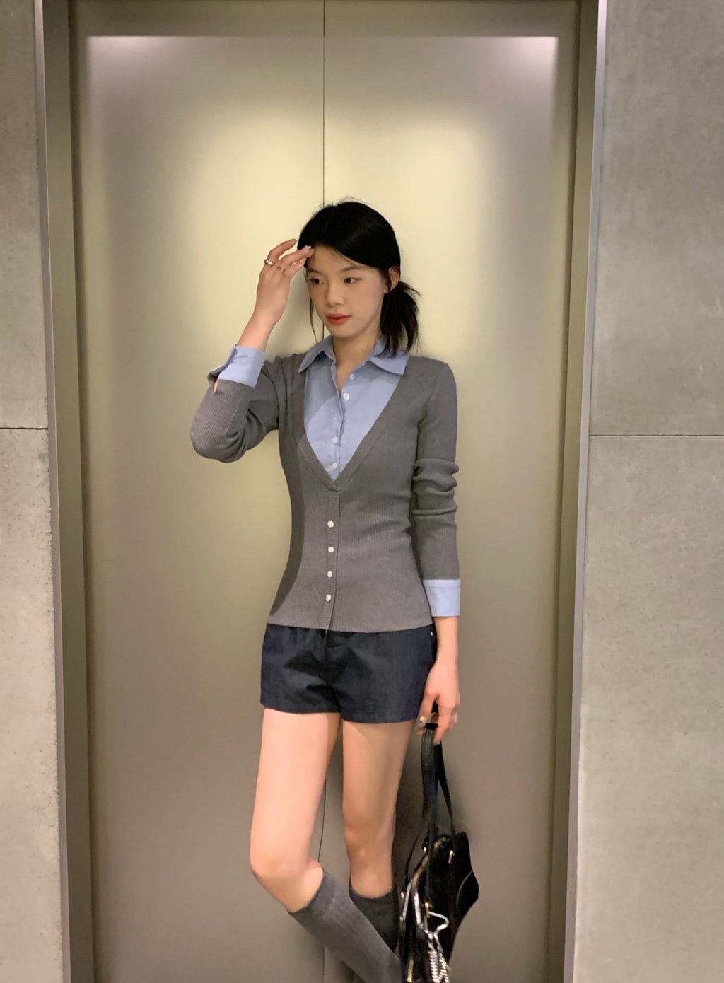 W8063#假两件上衣