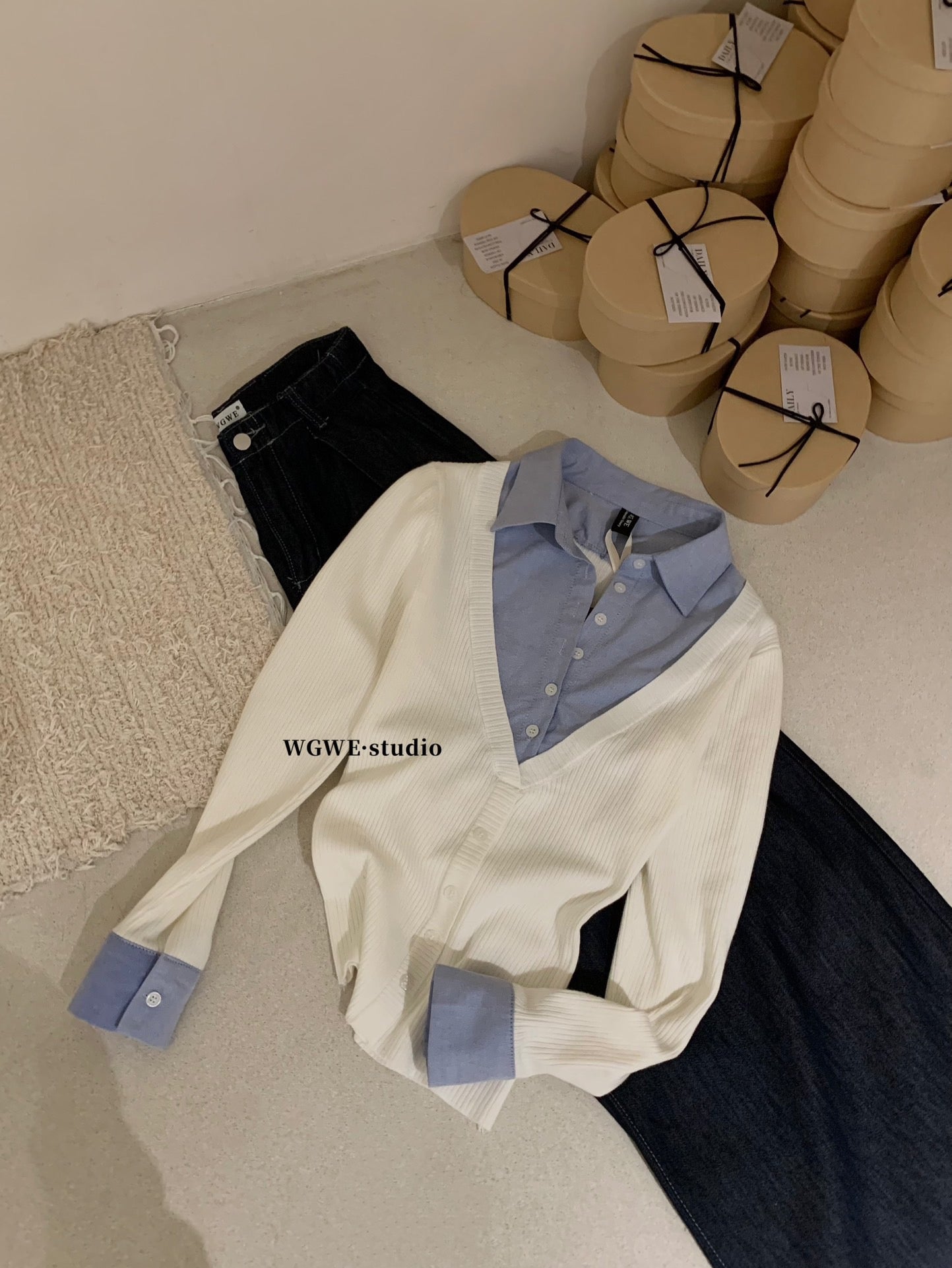 W8063#假两件上衣