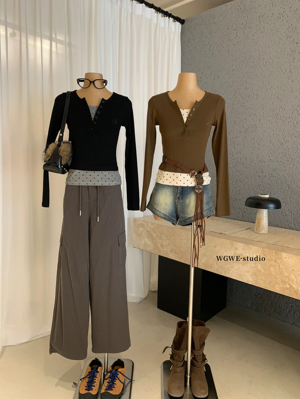 W8303#假两件上衣