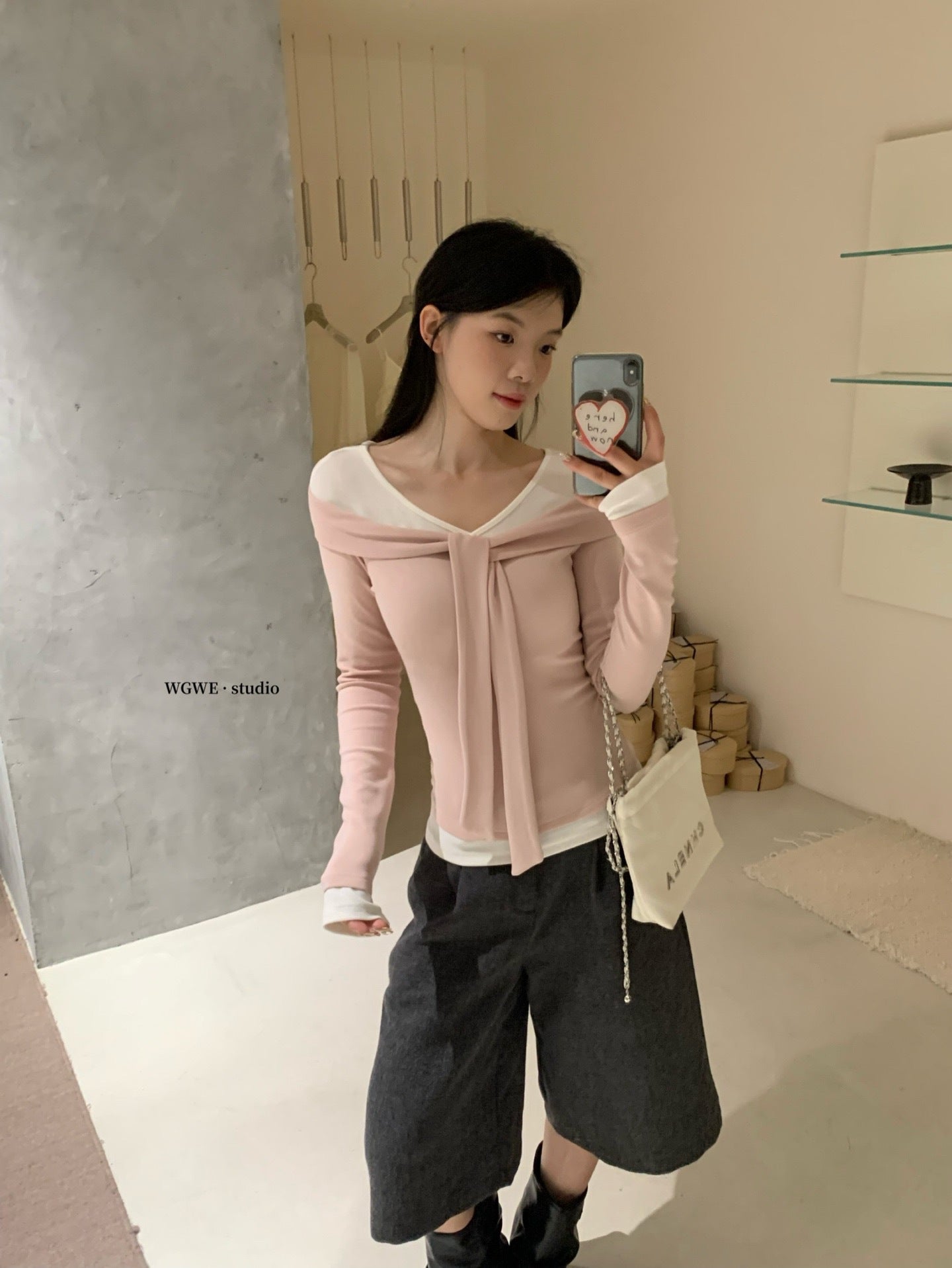 W8224#假两件上衣