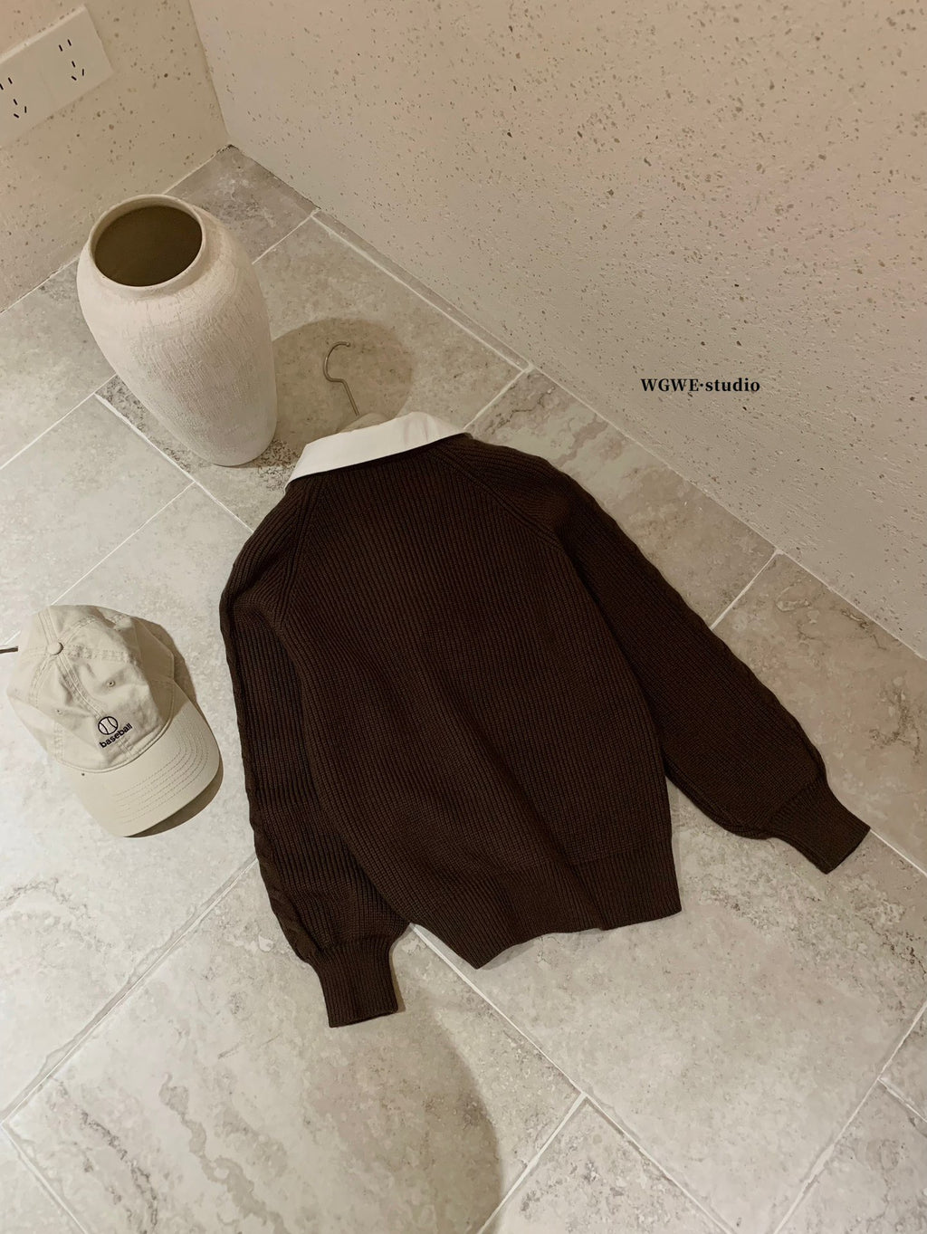 W8247#假两件针织上衣