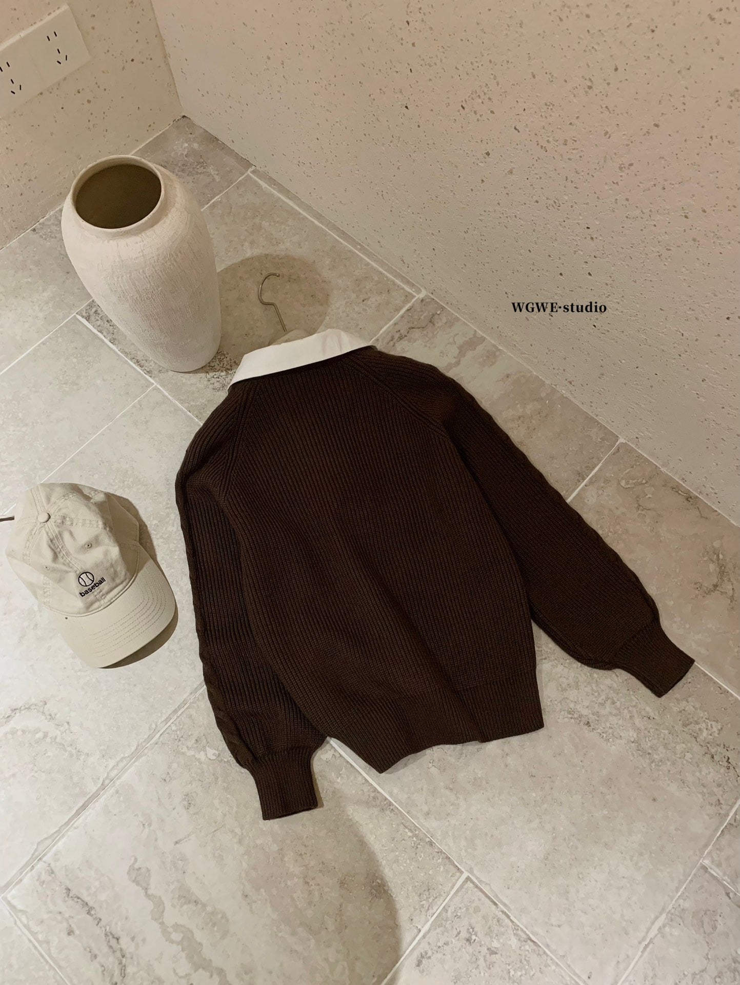 W8247#假两件针织上衣