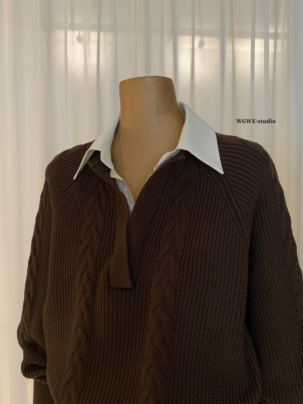 W8247#假两件针织上衣