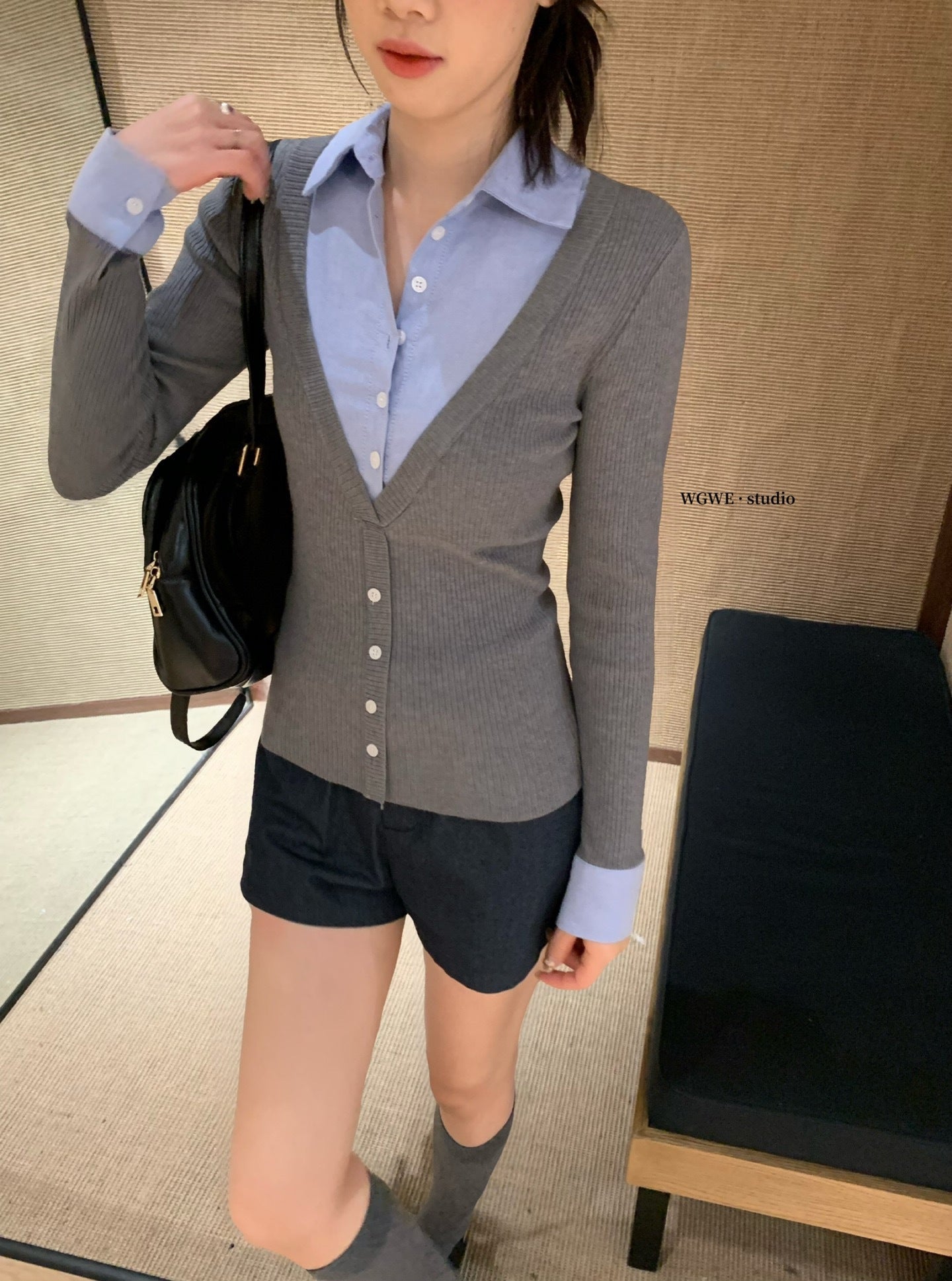 W8063#假两件上衣