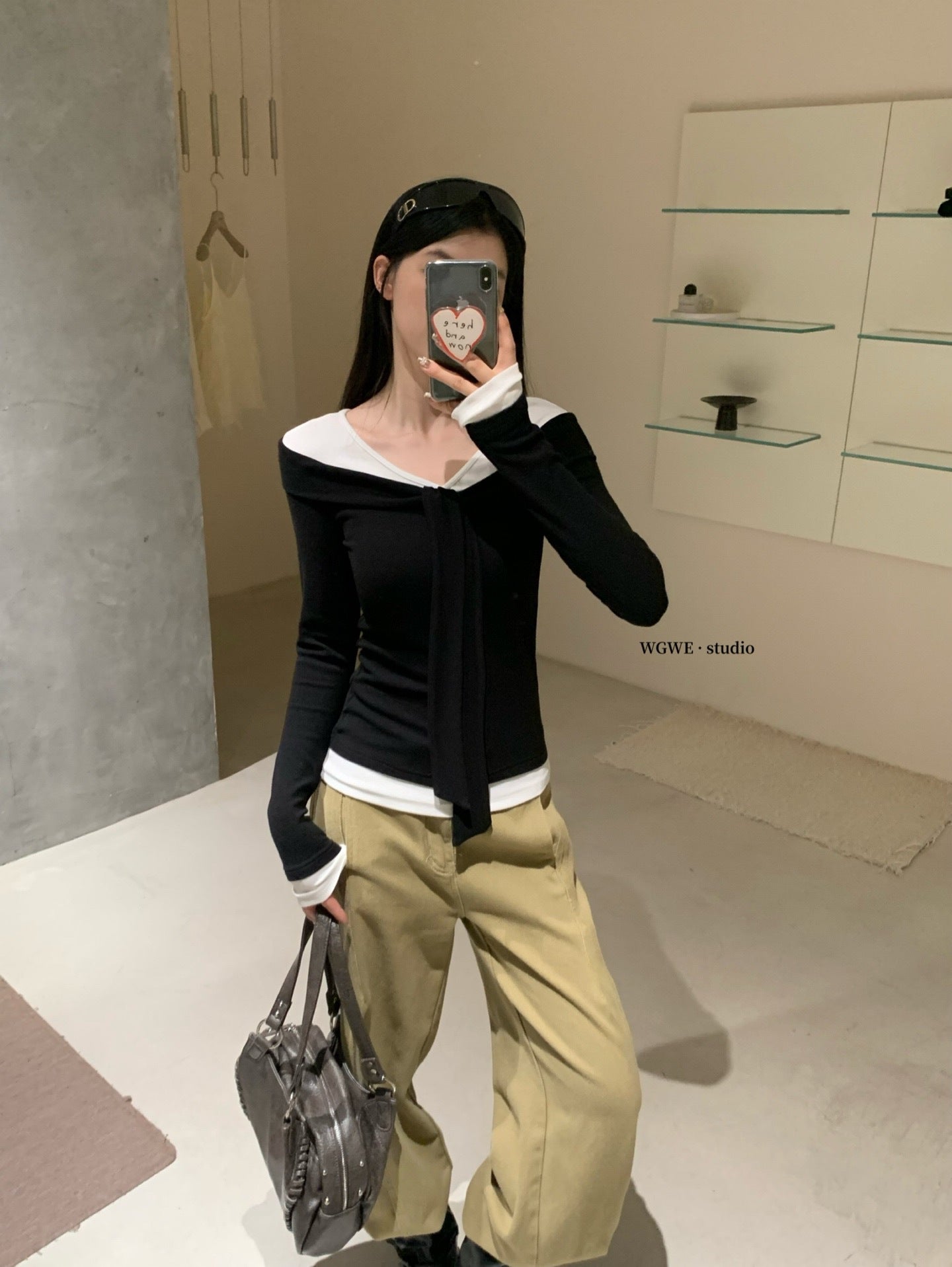 W8224#假两件上衣