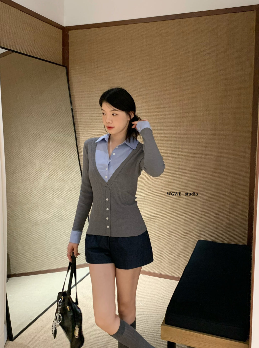 W8063#假两件上衣