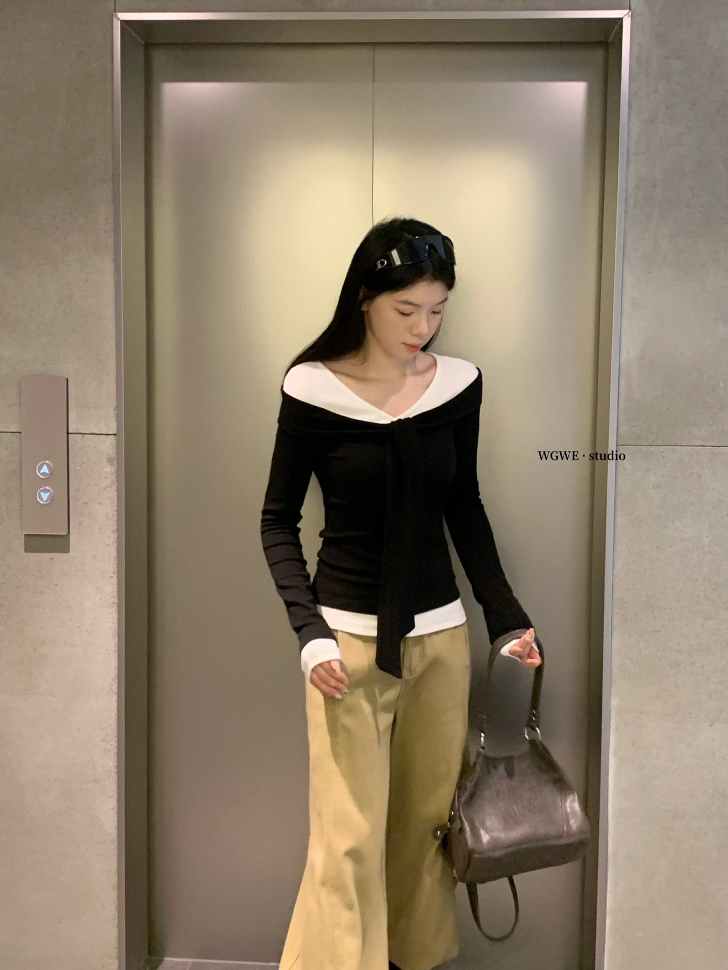 W8224#假两件上衣