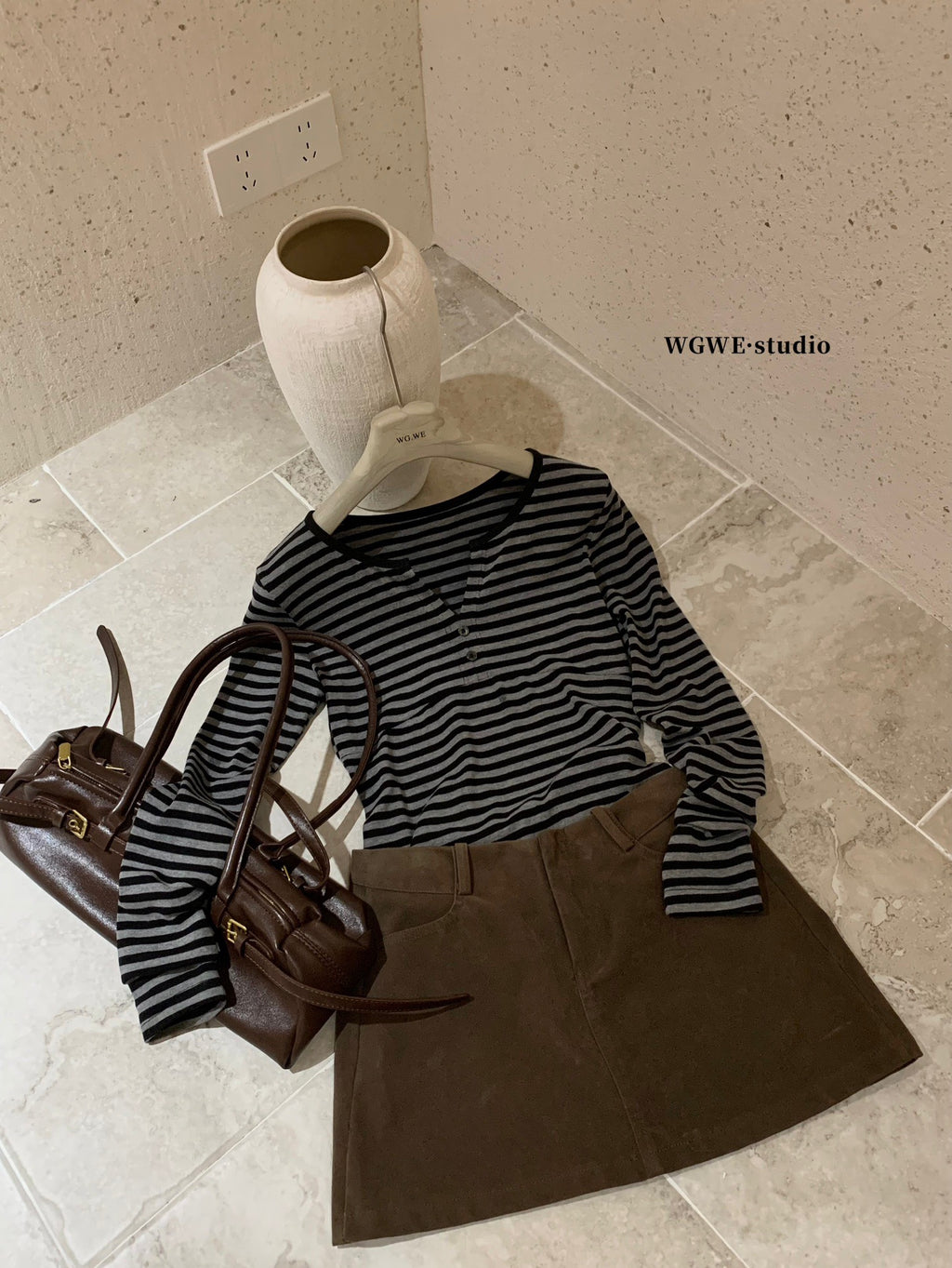 W8169#条纹长袖T恤