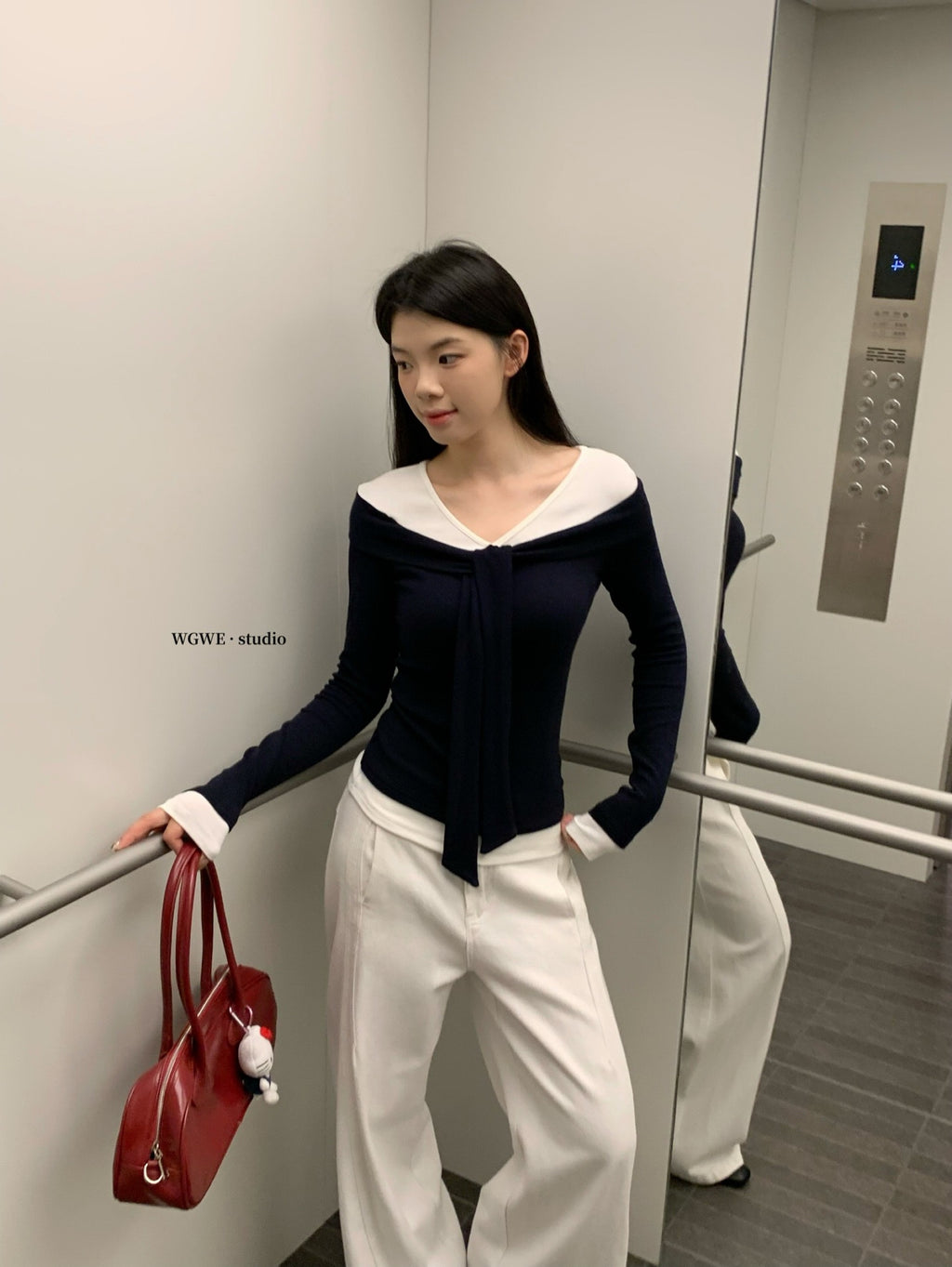 W8224#假两件上衣