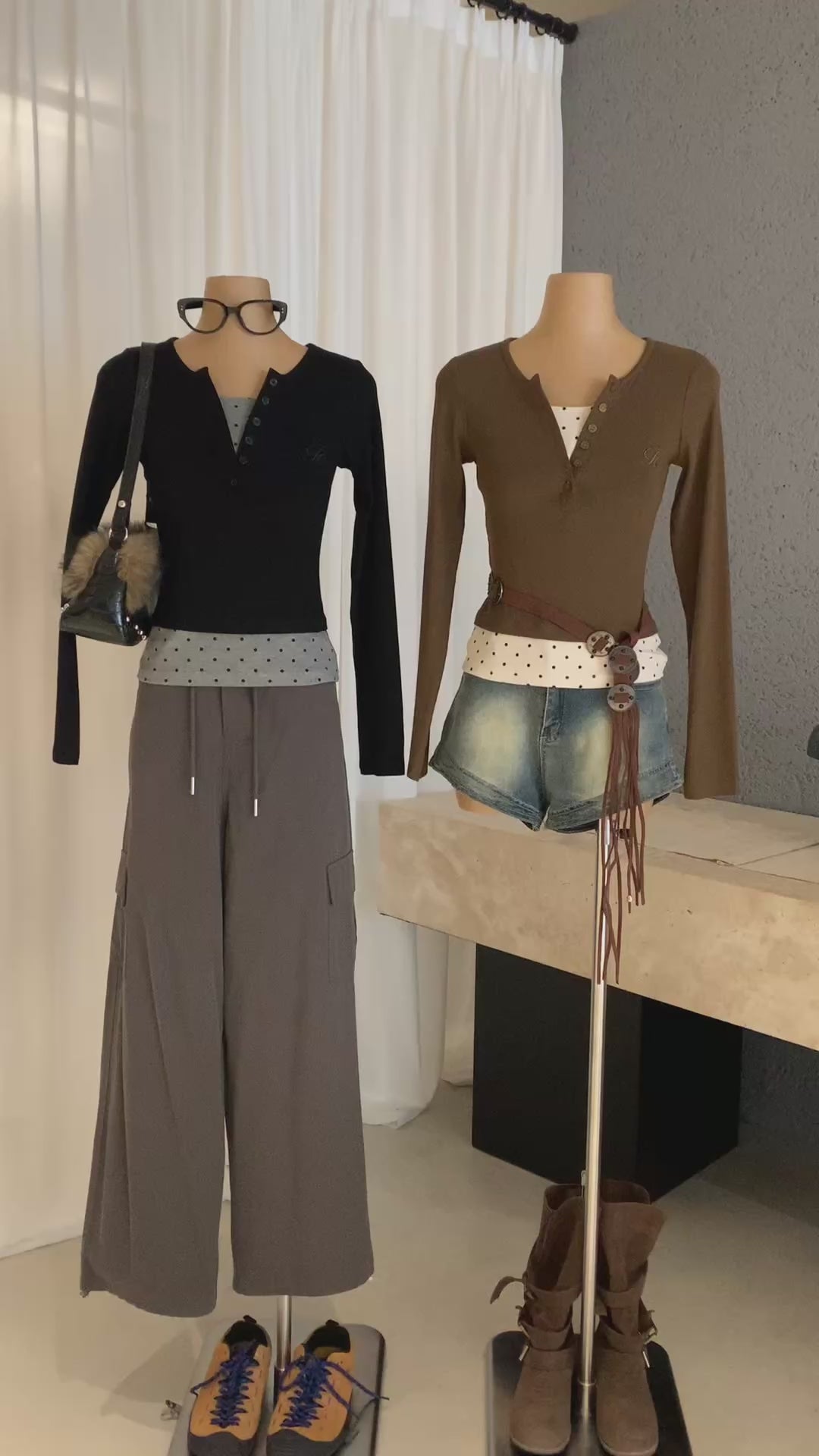 W8303#假两件上衣