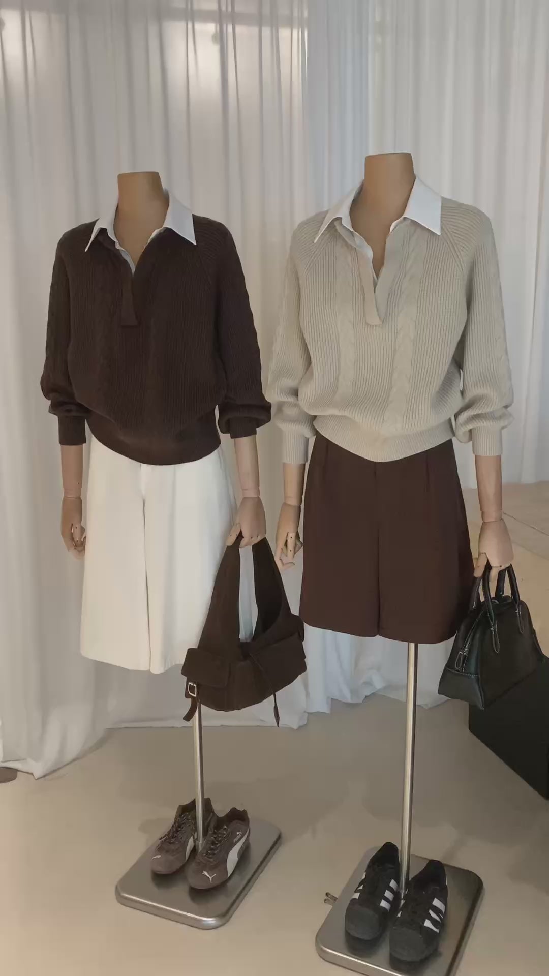 W8247#假两件针织上衣